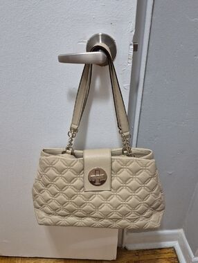 kate spade Quilted Cream Shoulder Bag with Chain Straps